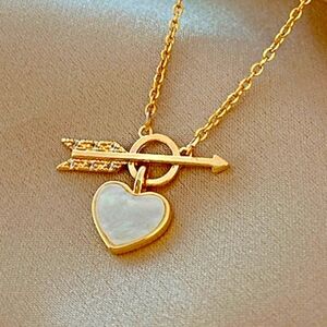 Cupid's arrow and heart necklace